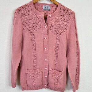 Soft Blush Hand Knit Cardigan Sweater College Point